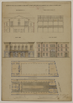 216555 Plattegronden, opstanden en doorsneden van het ontwerp voor een korenbeurs tussen de bebouwing van de Neude en ...